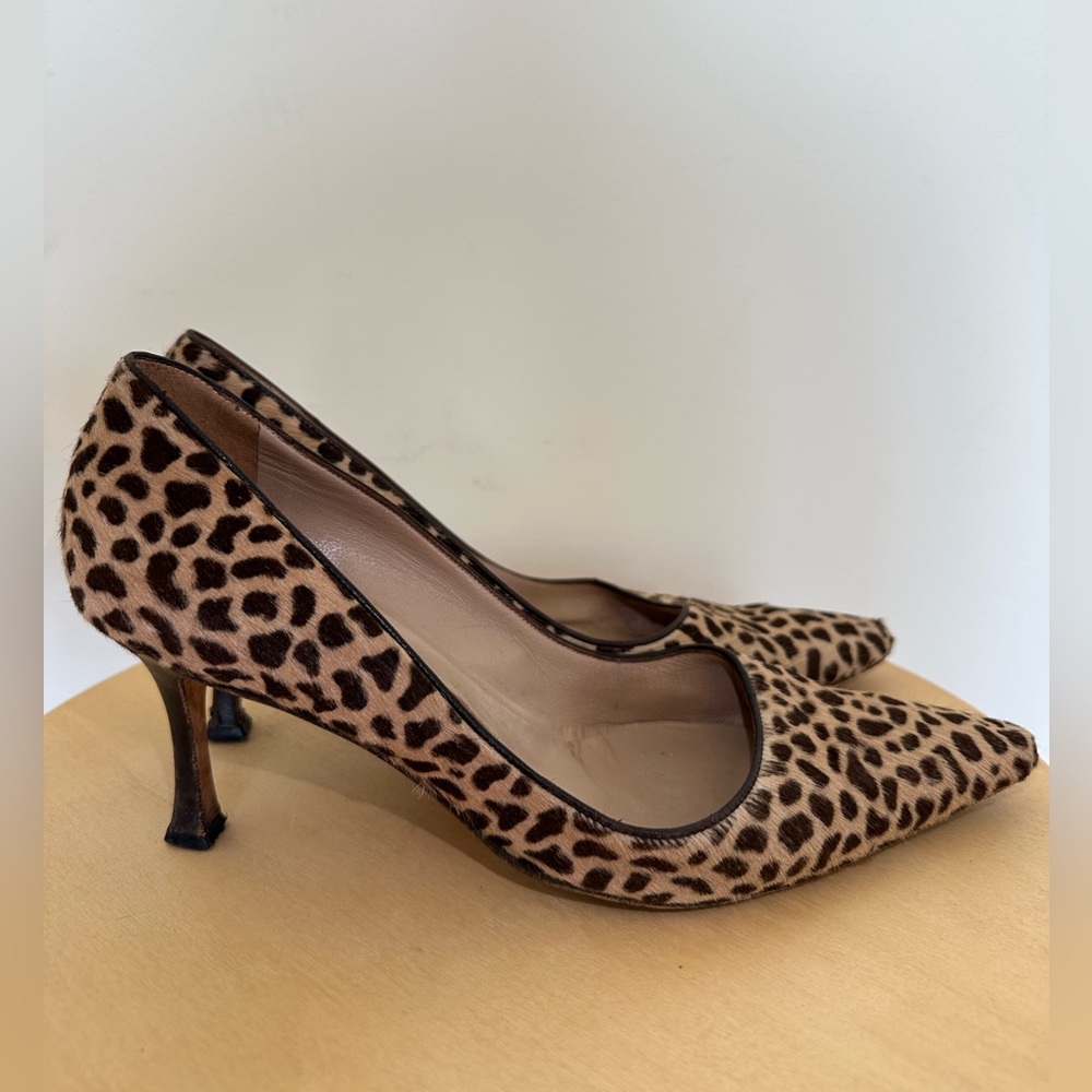 manolo blahnik LOT - 2 pairs vintage size 38, pony hair leopard, red suede